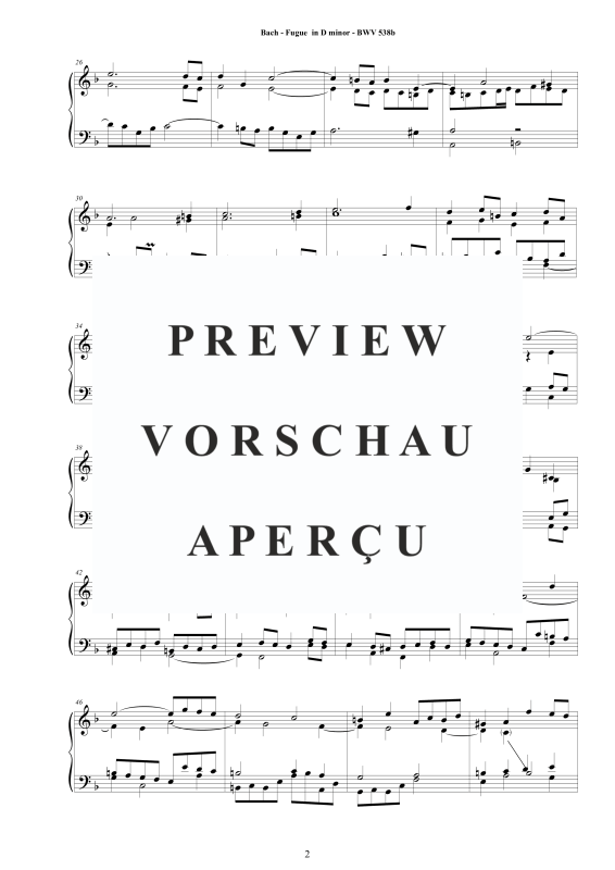 Produktgalerie: Seite 3 von 11 Fuge in D-Moll BWV 538b - Piano Version, , Klavier Solo