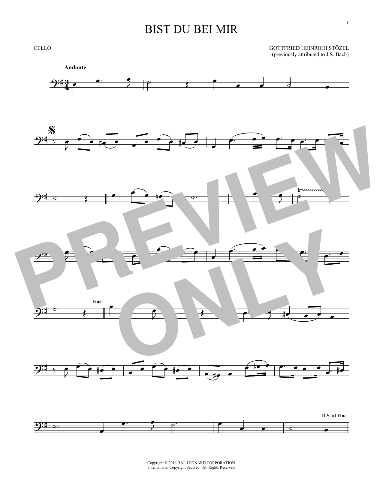 Produktgalerie: Seite 1 von 1 Bist du bei mir (You Are With Me), Johann Sebastian Bach, Violoncello