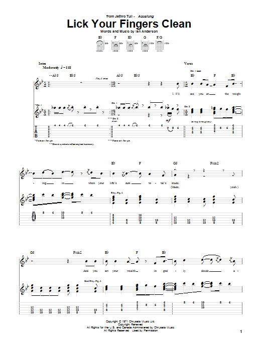 Produktgalerie: Seite 1 von 1 Lick Your Fingers Clean, Jethro Tull, Gitarre