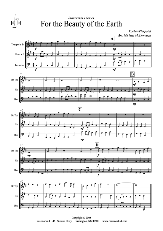 Produktbild zu: For the Beauty of the Earth Kocher/Pierpoint