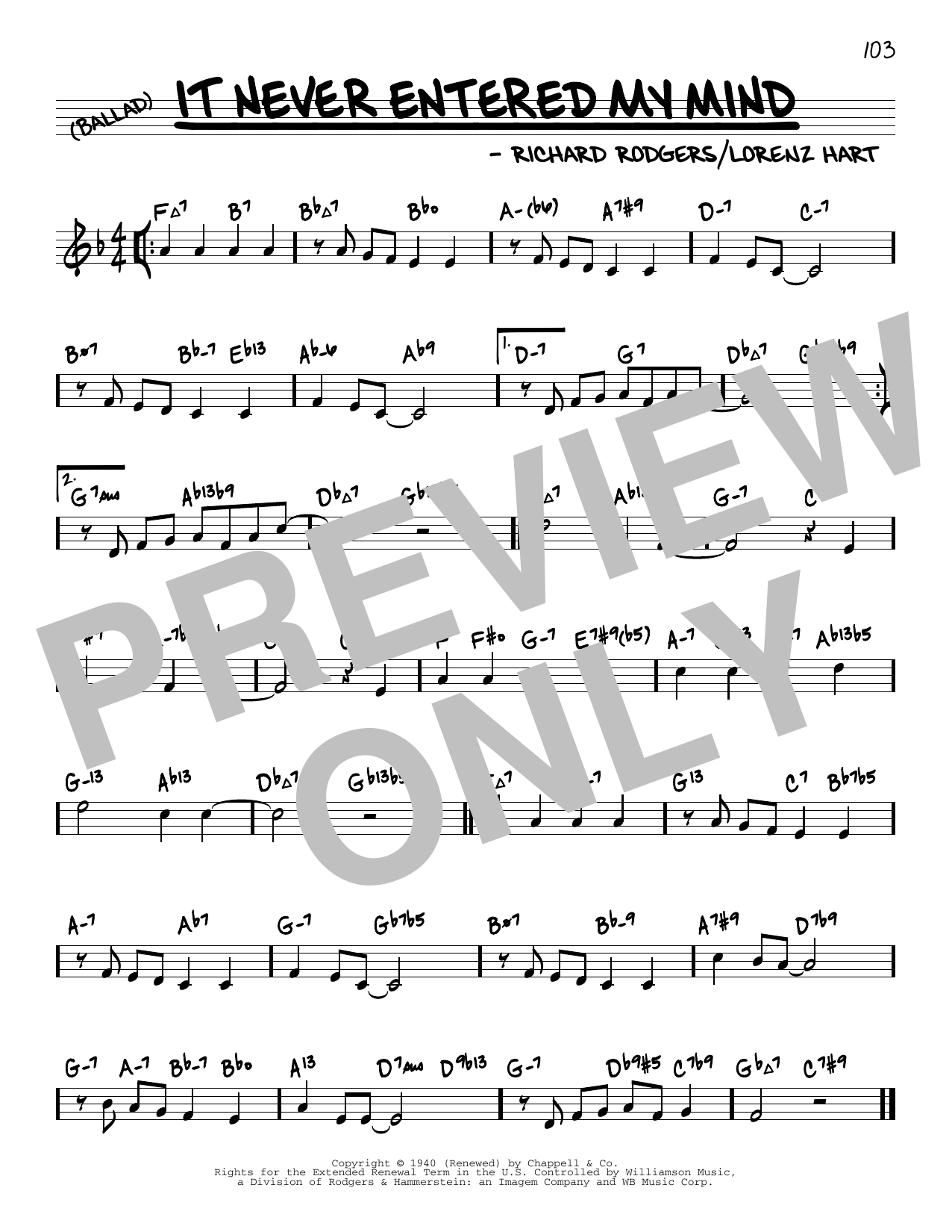 Product picture to: It Never Entered My Mind (arr. David Hazeltine)