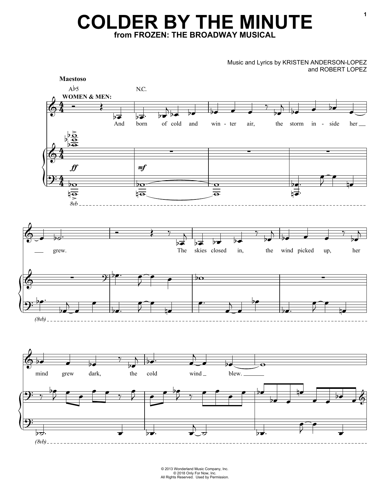 Produktbild zu: Colder By The Minute (from Frozen: The Broadway Musical)