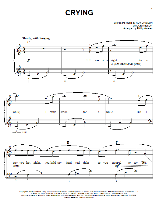 Product picture to: Crying (arr. Phillip Keveren)