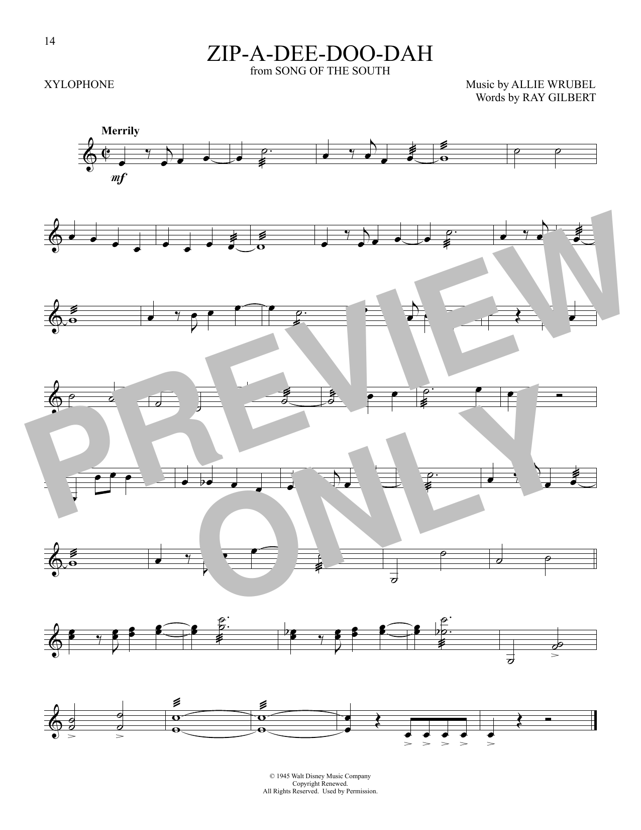 Produktgalerie: Seite 1 von 1 Zip-A-Dee-Doo-Dah (from Song Of The South), James Baskett, Xylophon