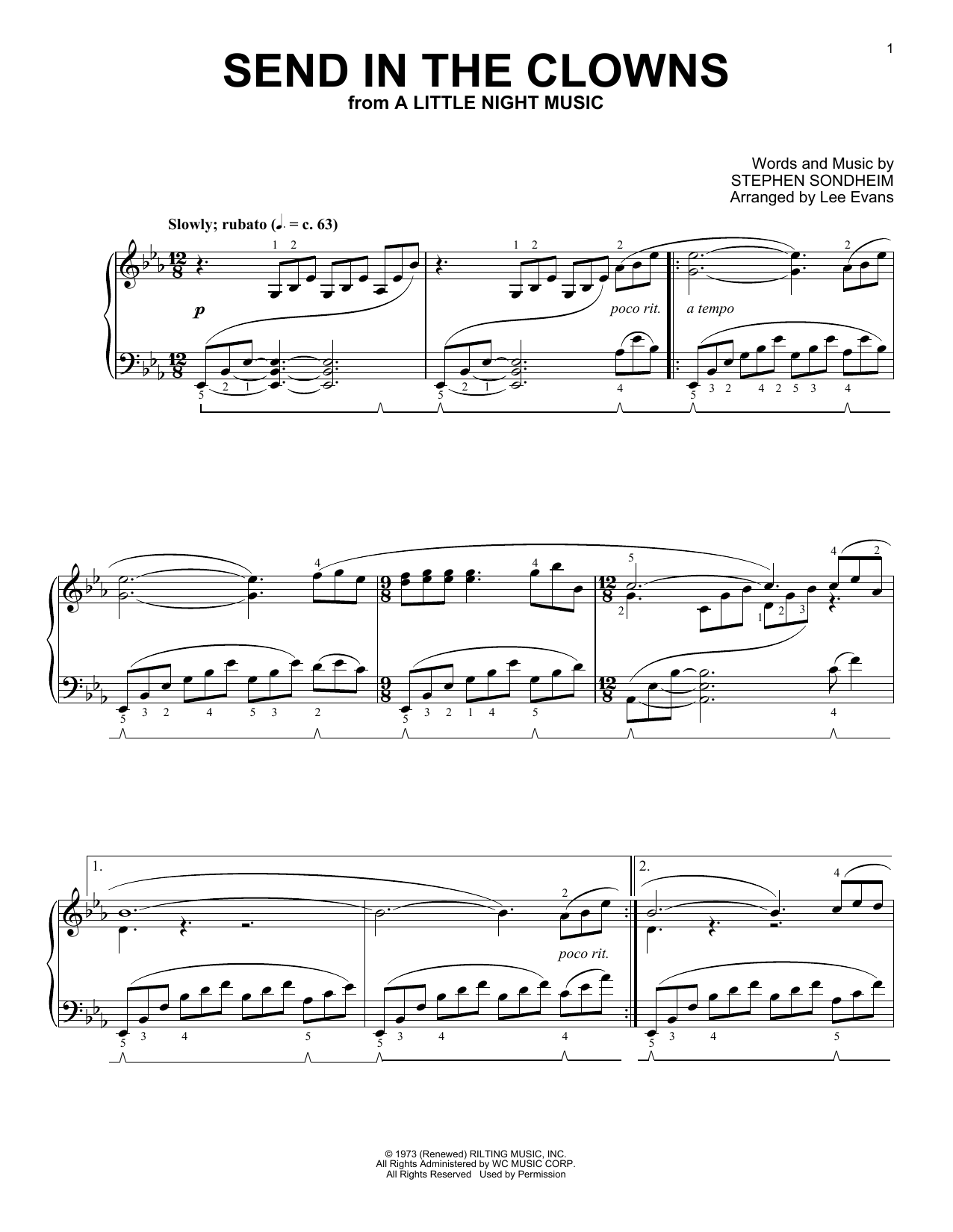 Produktbild zu: Send In The Clowns (from A Little Night Music) (arr. Lee Evans)