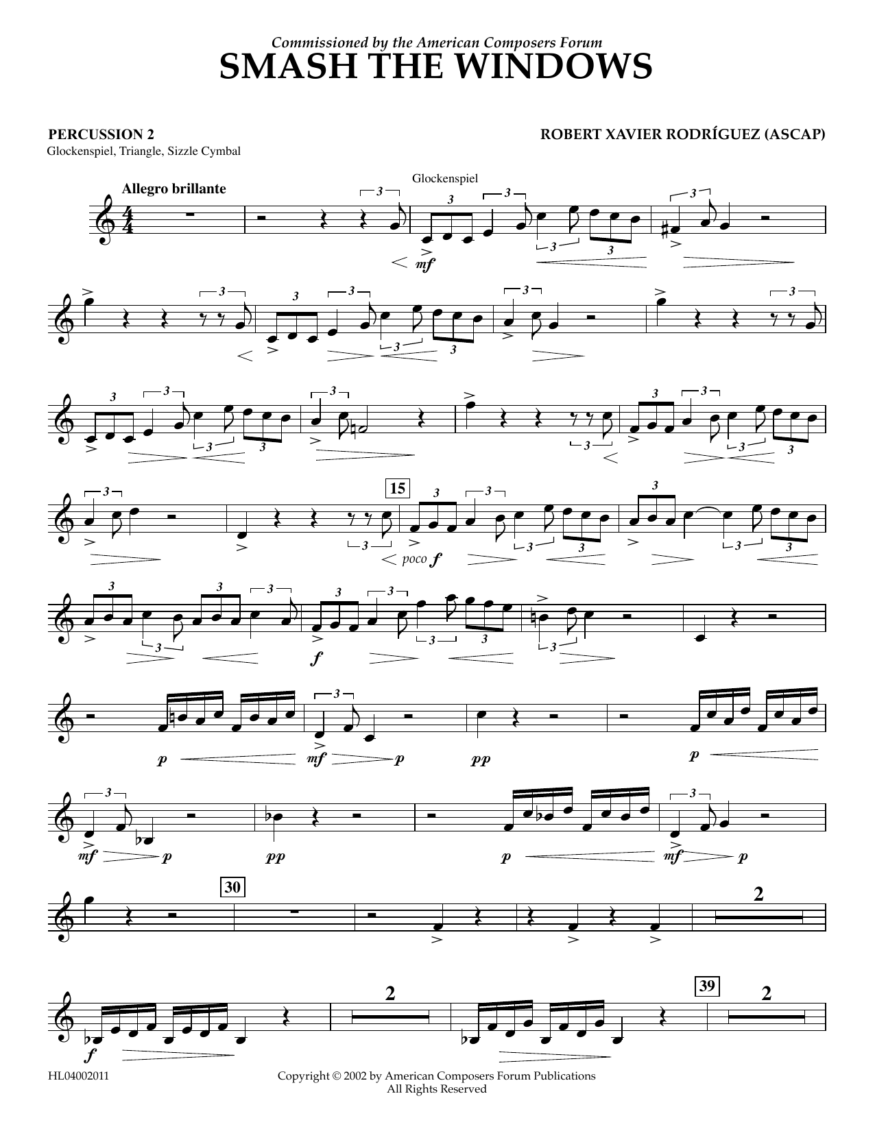 Product gallery: Page 1 of 1 Smash the Windows - Percussion 2, Robert Xavier RodrÃguez