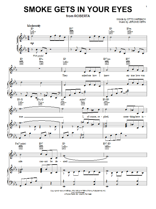 Produktgalerie: Seite 1 von 1 Smoke Gets In Your Eyes, Jerome Kern, Gesang, Gitarre, Klavier