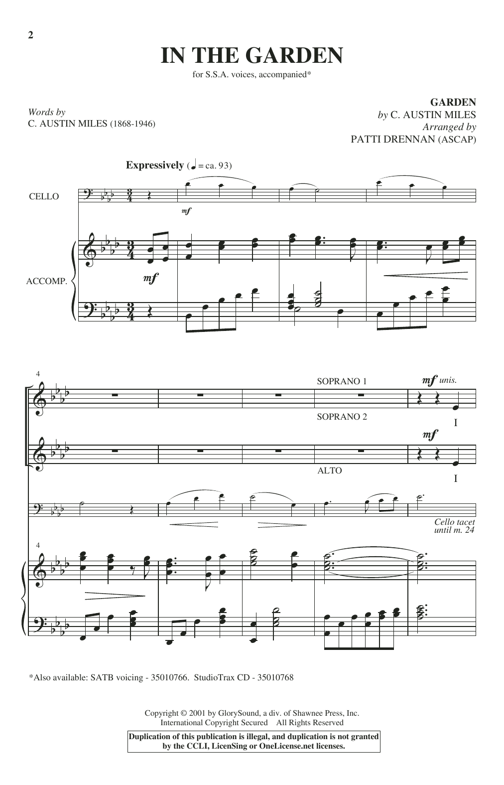 Produktgalerie: Seite 1 von 1 In The Garden (arr. Patti Drennan), C. Austin Miles, Chor