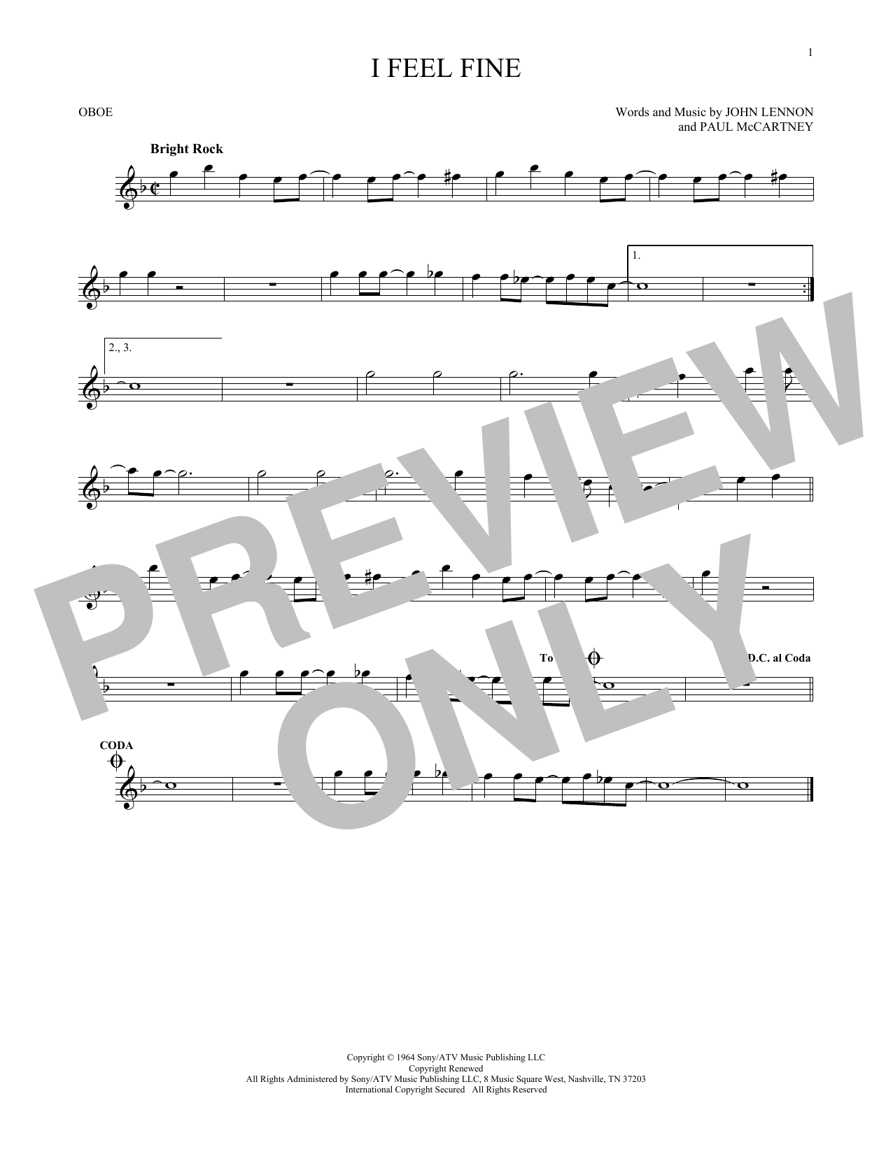 Produktgalerie: Seite 1 von 1 I Feel Fine, The Beatles, Oboe