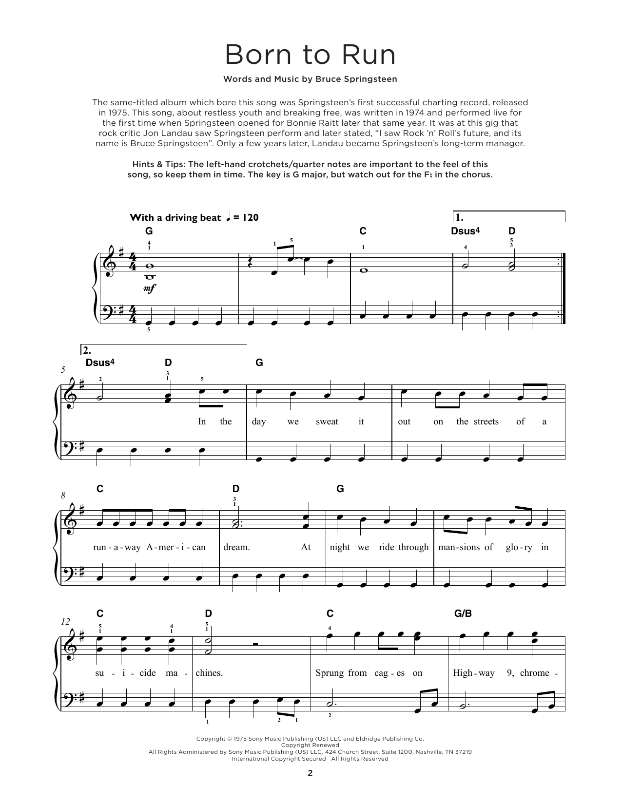 Produktgalerie: Seite 1 von 1 Born To Run, Bruce Springsteen, Klavier