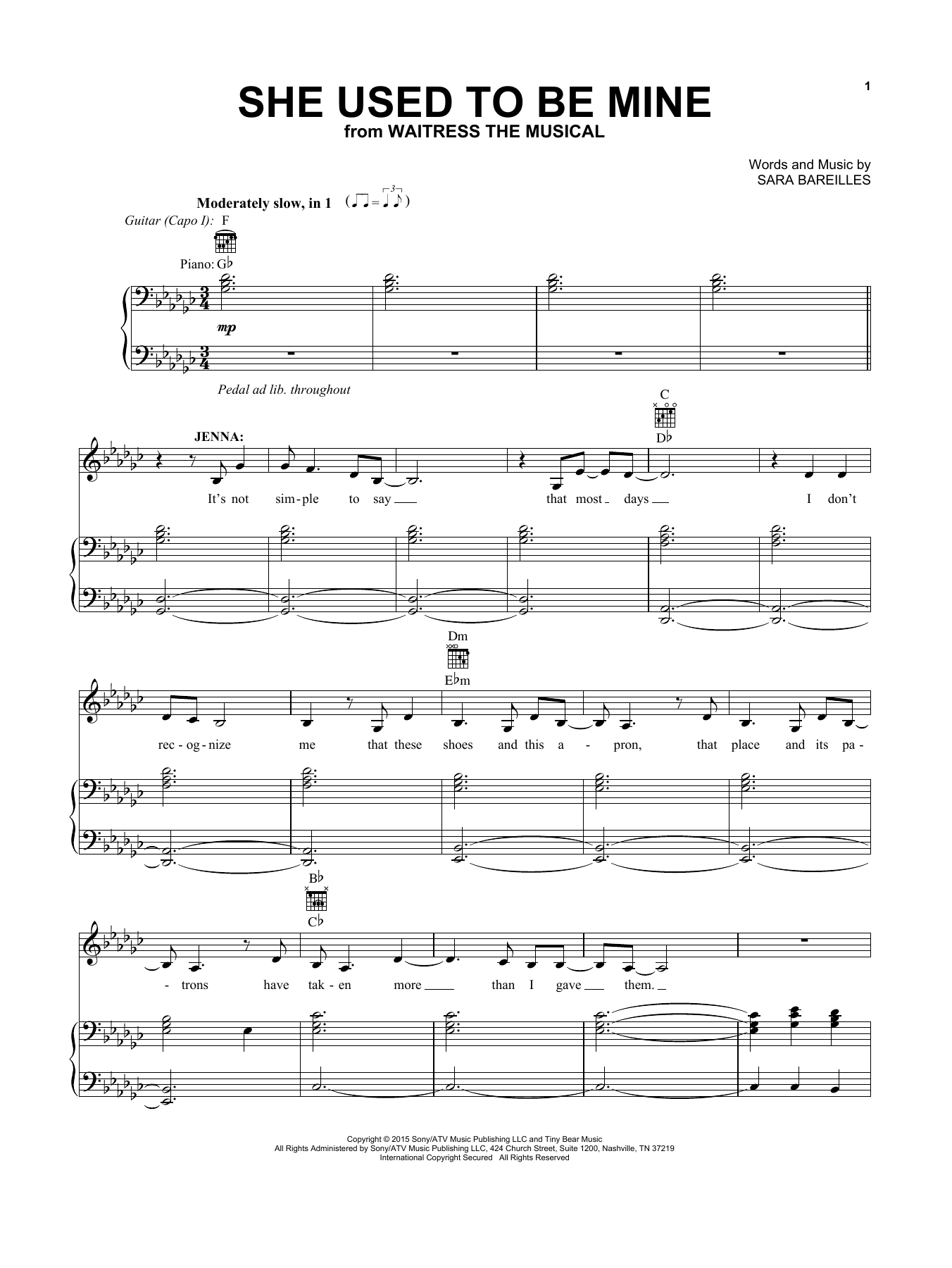 Produktbild zu: She Used To Be Mine (from Waitress the Musical)