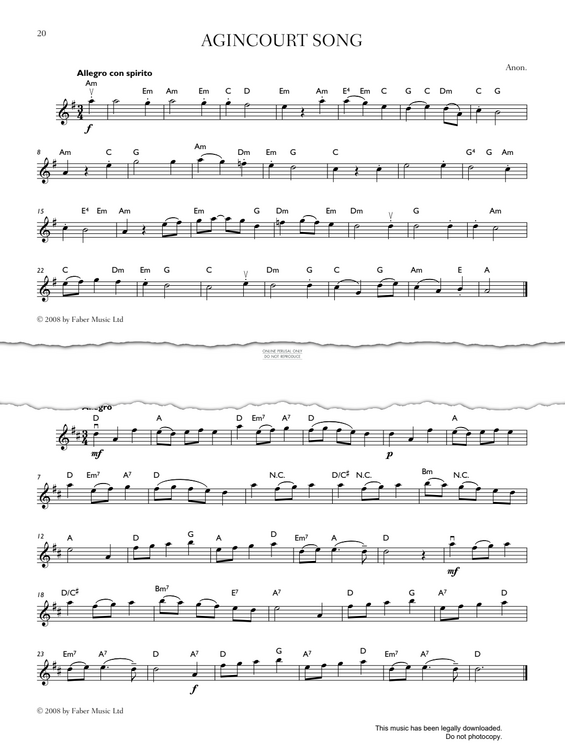 Produktgalerie: Seite 1 von 1 Agincourt Song, Anon, Violine