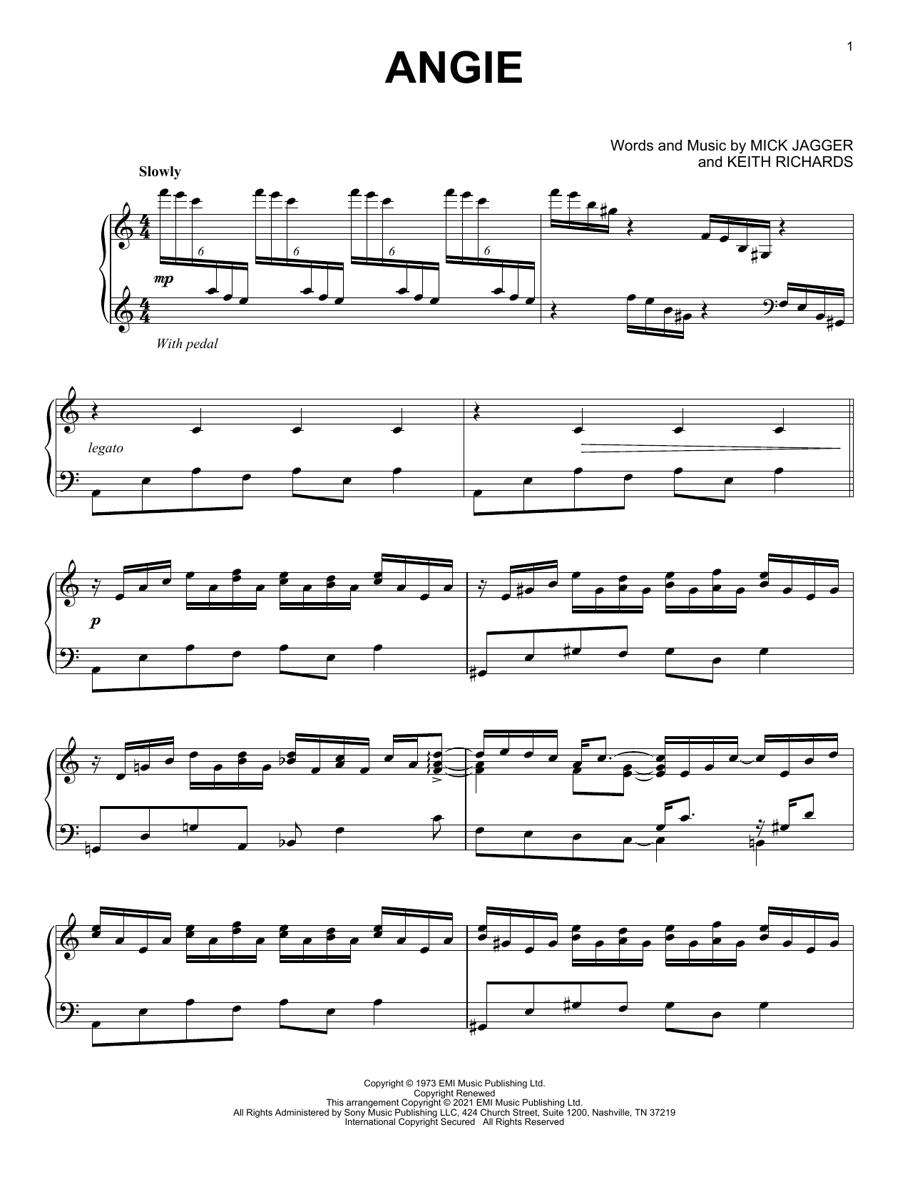 Product gallery: Page 1 of 1 Angie [Classical version] (arr. David Pearl), The Rolling Stones