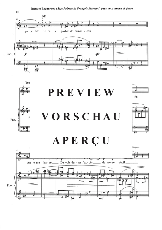 Product gallery: Page 21 of 21 Sept Poèmes de François Maynard , , (medium voice + piano)