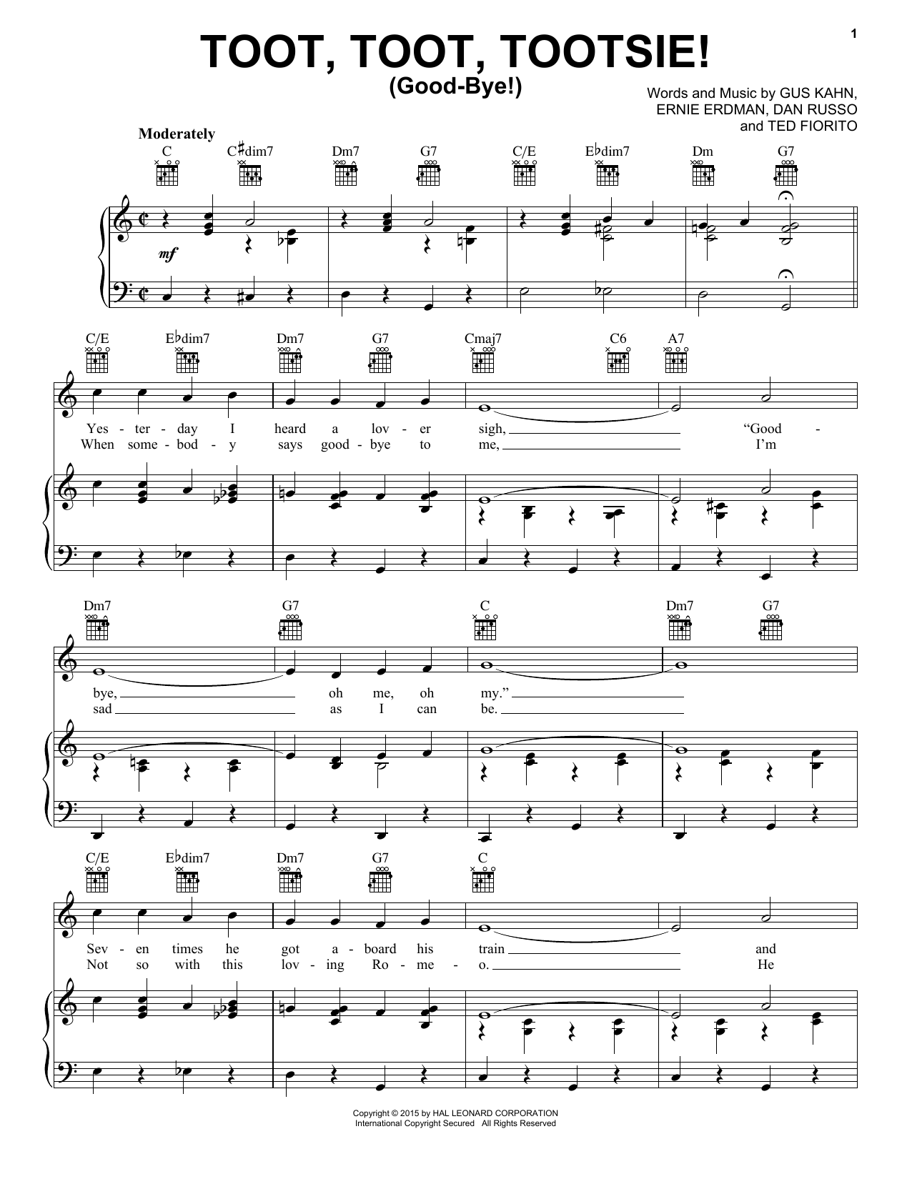 Produktgalerie: Seite 1 von 1 Toot, Toot, Tootsie! (Good-bye!), Gus Kahn, Gesang, Gitarre, Klavier