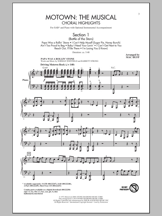 Produktgalerie: Seite 1 von 1 Motown: The Musical (Choral Highlights), Mac Huff, Chor