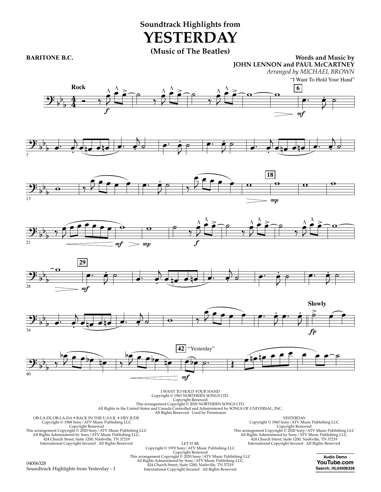 Produktgalerie: Seite 1 von 1 Highlights from Yesterday (Music Of The Beatles) (arr. Michael Brown) - Baritone B.C., The Beatles, Ensemble