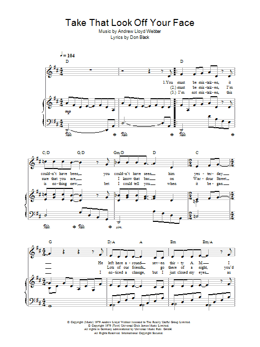 Produktbild zu: Take That Look Off Your Face (from Tell Me on a Sunday)