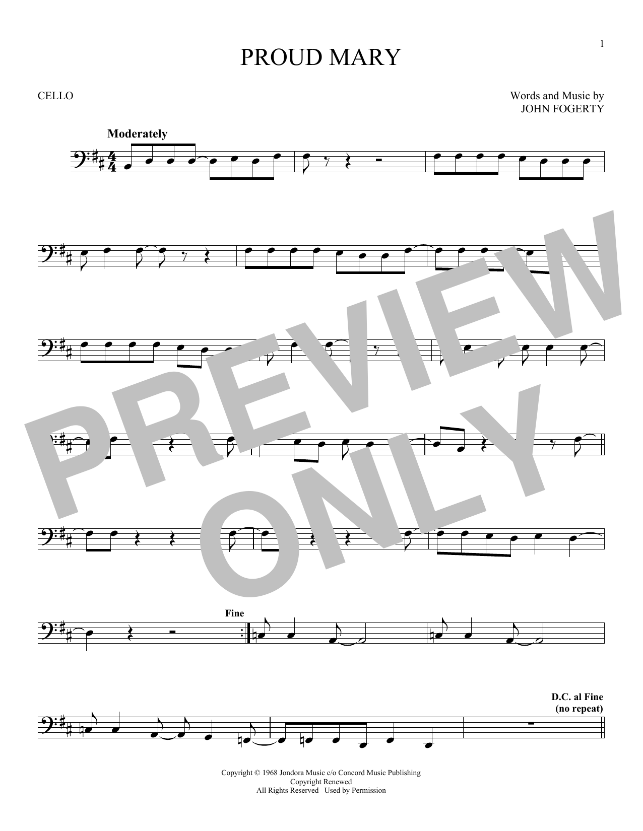 Produktgalerie: Seite 1 von 1 Proud Mary, Creedence Clearwater Revival, Violoncello