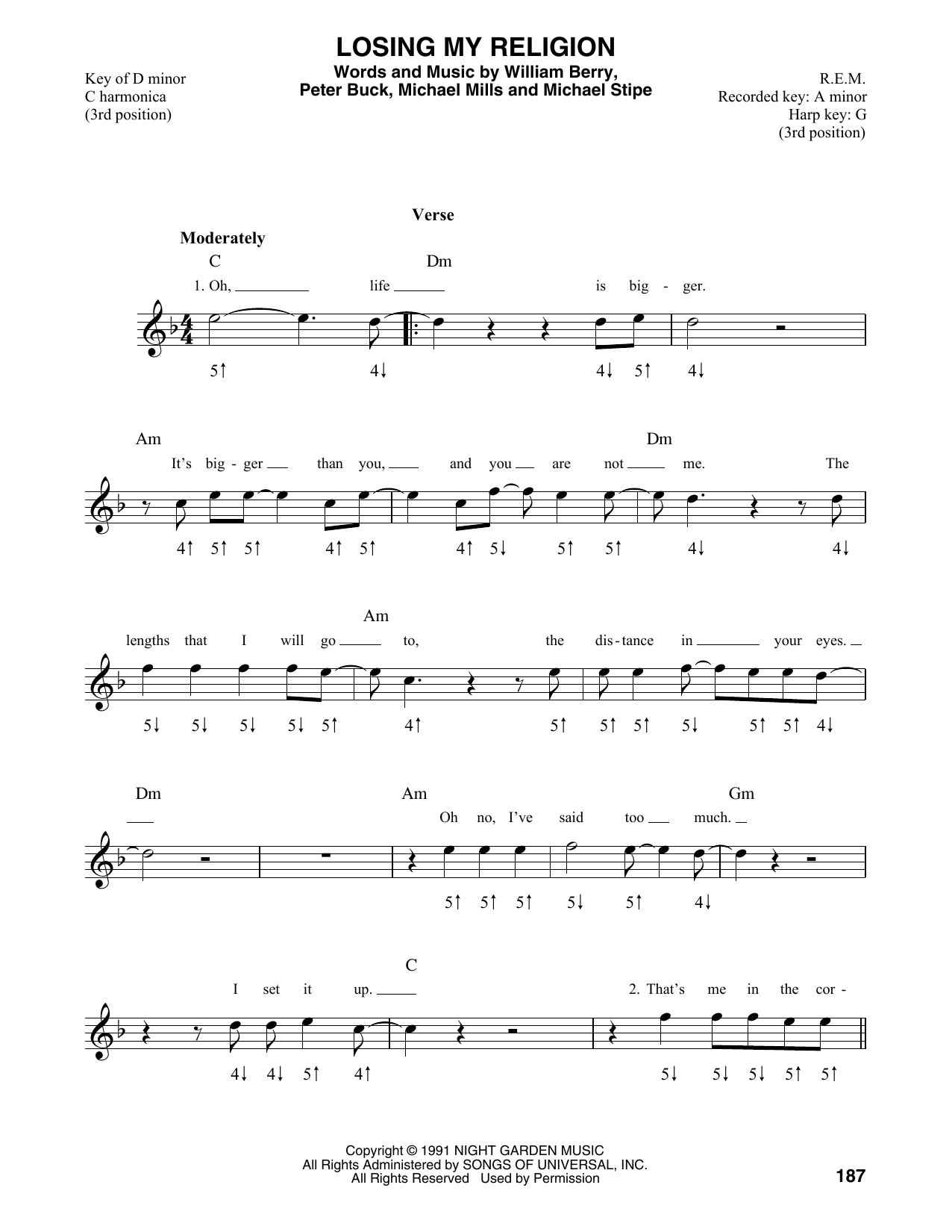 Product gallery: Page 1 of 1 Losing My Religion, R.E.M.