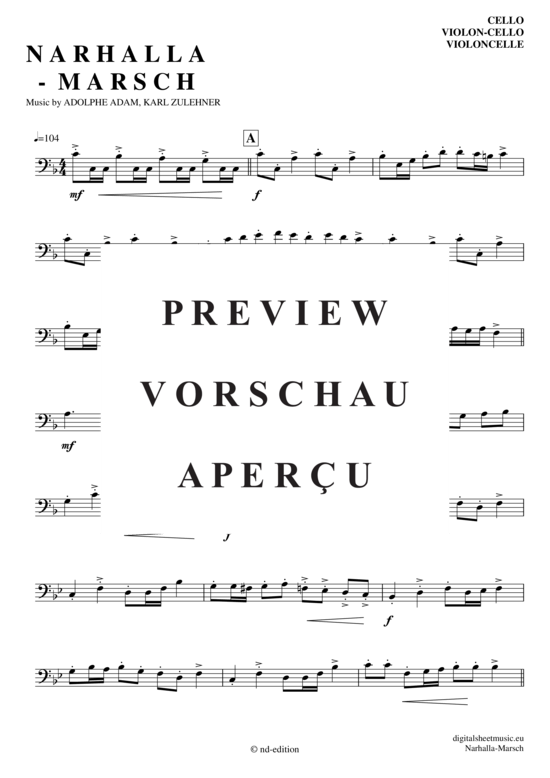 Produktgalerie: Seite 2 von 3 Narhalla-Marsch , Karneval-Fasching, (Violon-Cello)