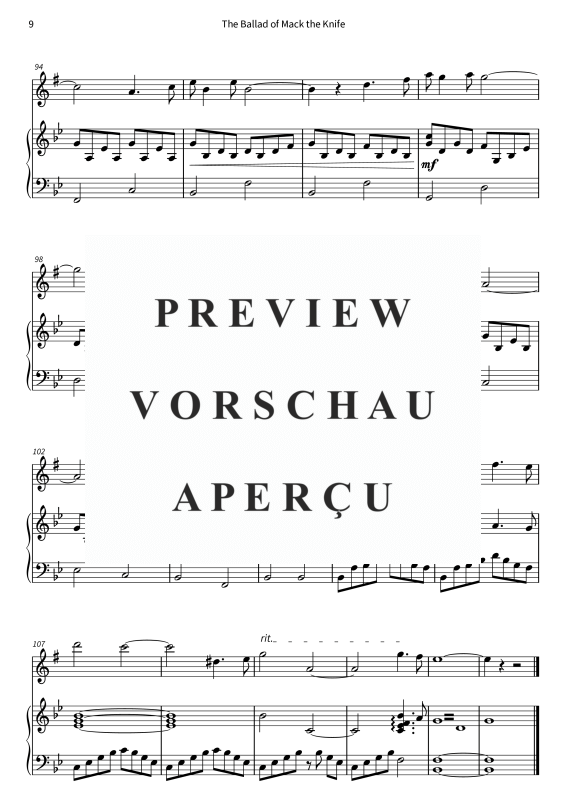 Product gallery: Page 11 of 11 The Ballad of Mack the Knife, , (alto saxophone and piano)