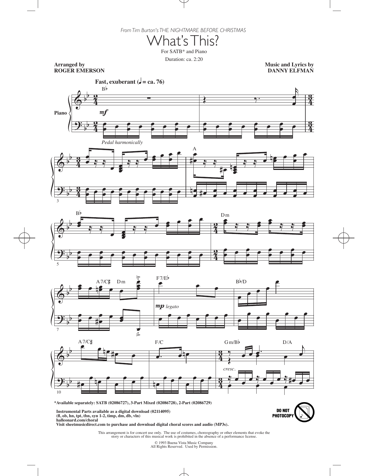 Product gallery: Page 1 of 1 What's This? (arr. Roger Emerson), Danny Elfman