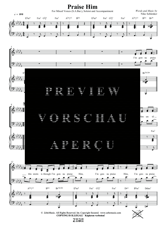 gallery: Praise Him, , Gemischter Chor SAM/Solo opt. und Klavier