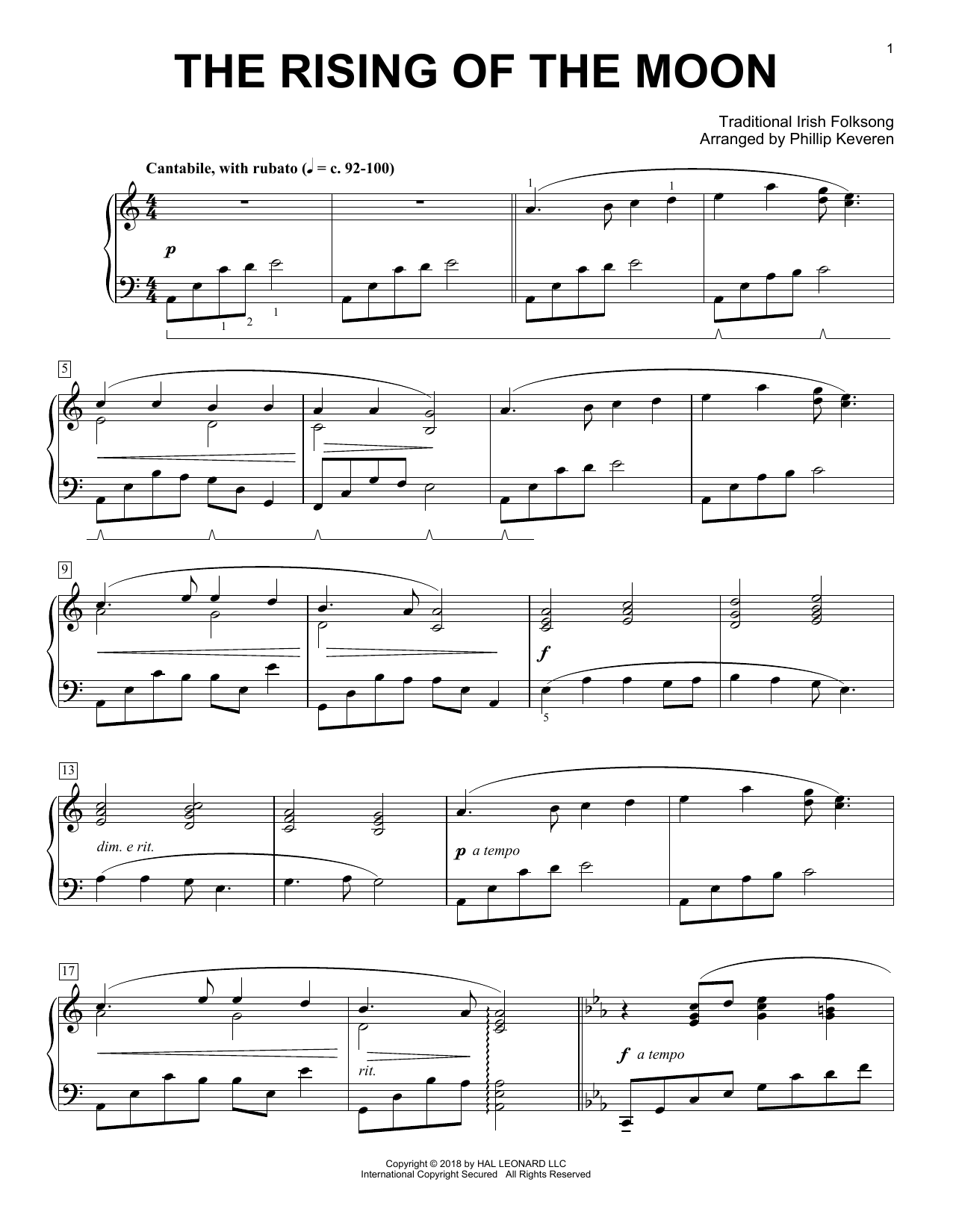 Product picture to: The Rising Of The Moon [Classical version] (arr. Phillip Keveren)