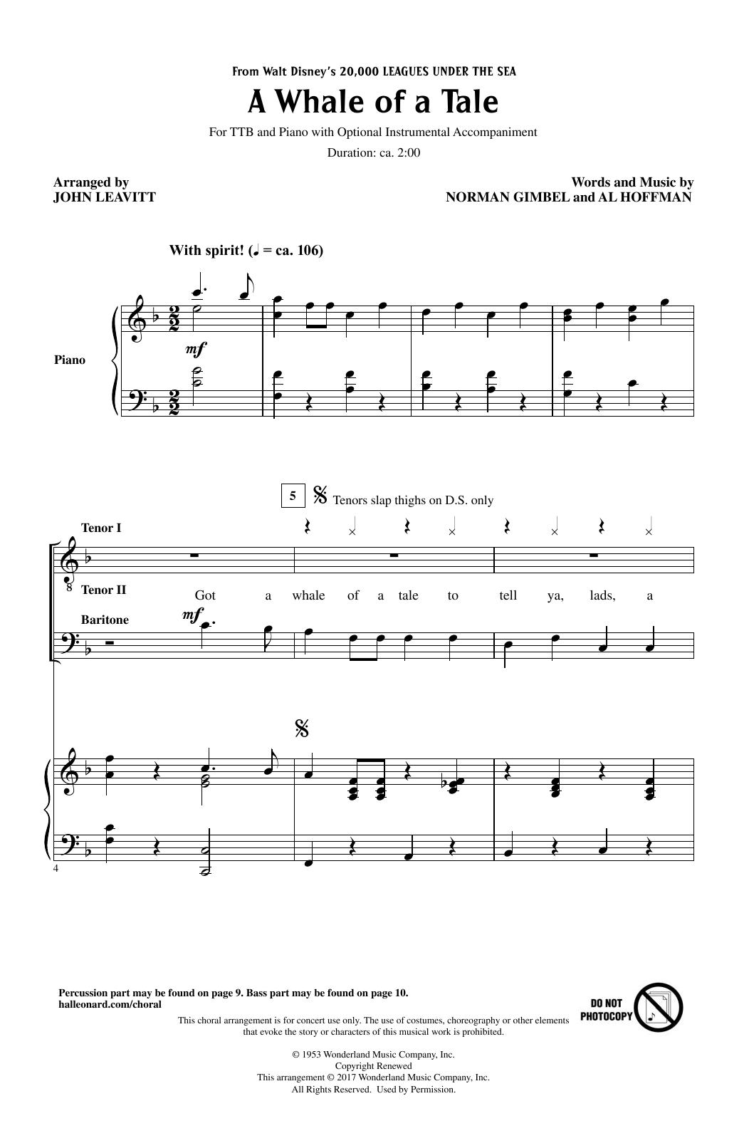 Produktbild zu: A Whale Of A Tale (from 20,000 Leagues Under The Sea) (arr. John Leavitt)