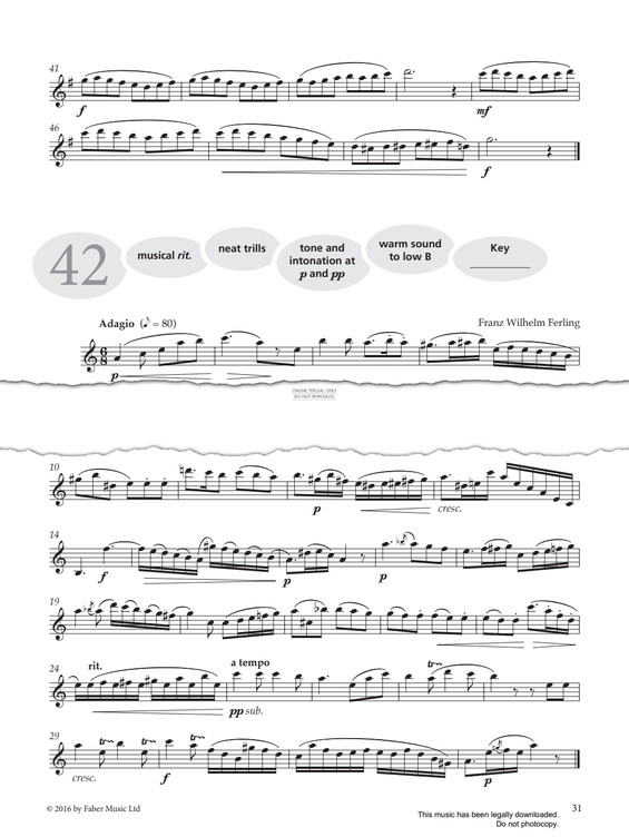 Product gallery: Page 1 of 1 Study No.42 'Adagio' (from 'More Graded Studies For Saxophone Book One'), Franz Wilhelm Ferling