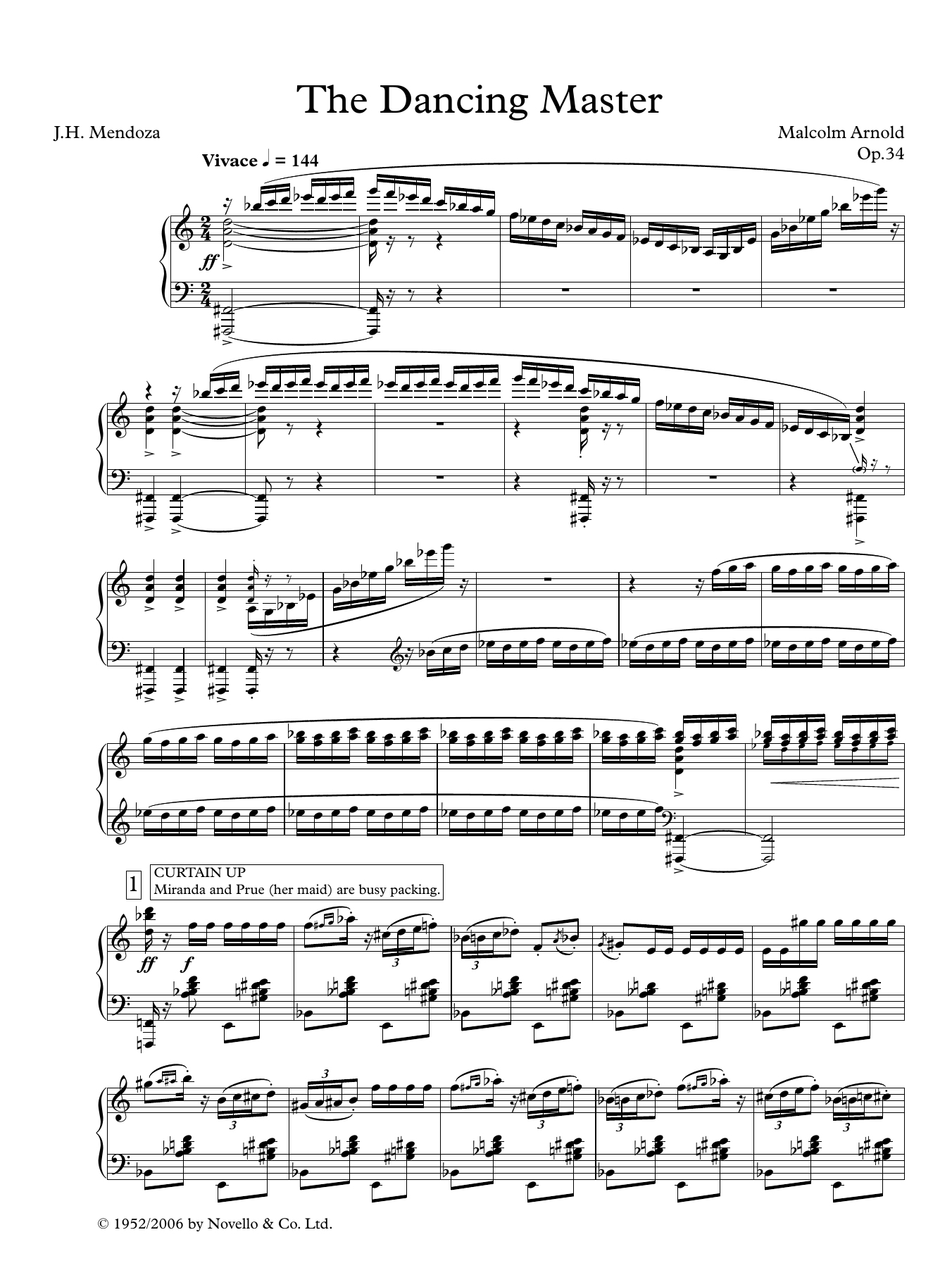 Produktgalerie: Seite 1 von 1 The Dancing Master (Vocal score), Malcolm Arnold, Gesang, Klavier