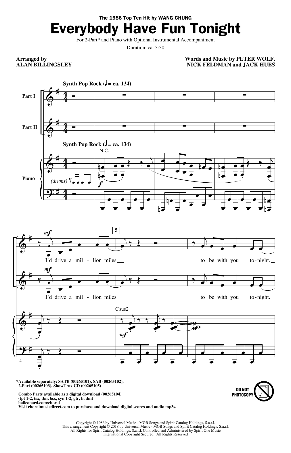 Produktbild zu: Everybody Have Fun Tonight (arr. Alan Billingsley)