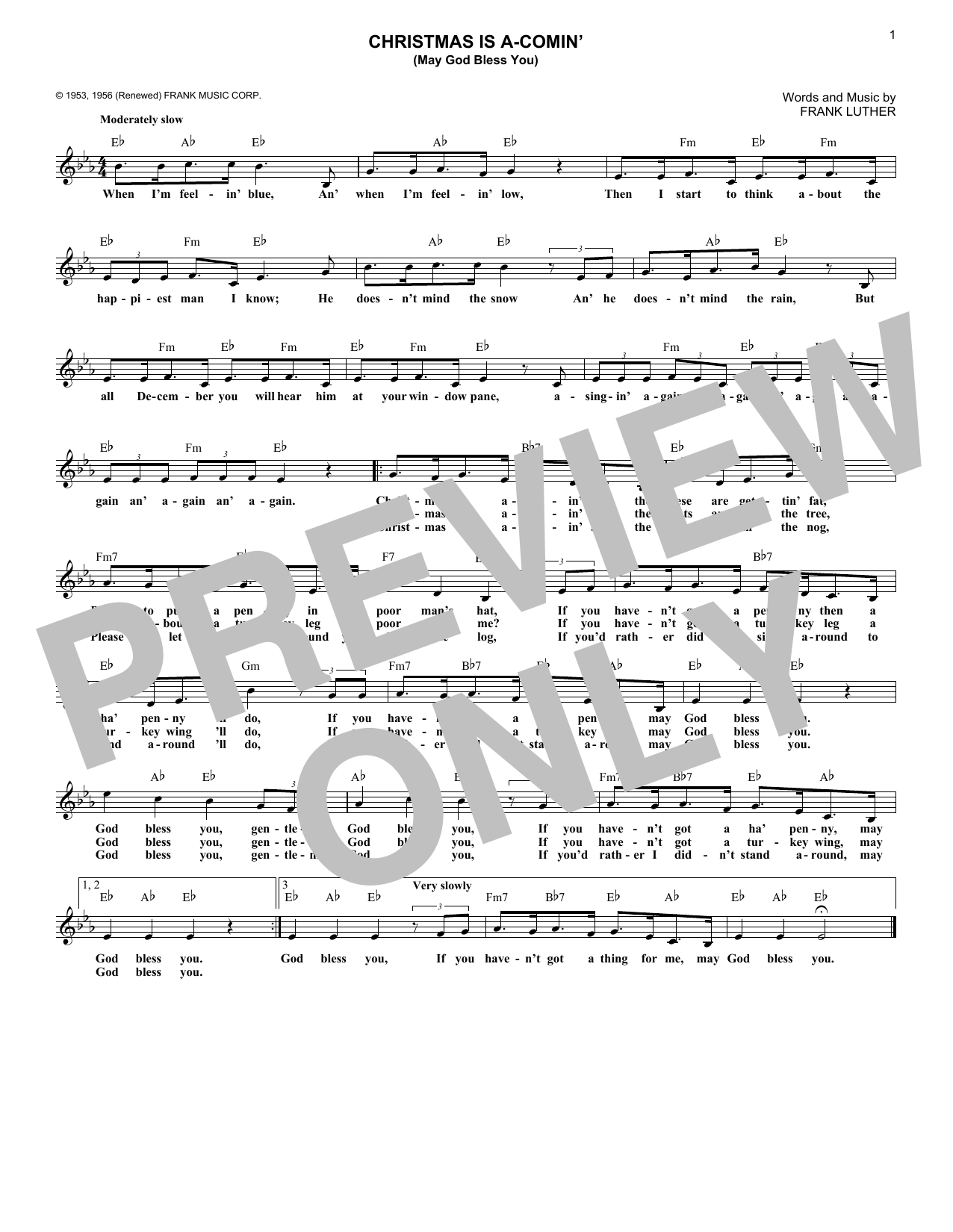 Product gallery: Page 1 of 1 Christmas Is A-Comin' (May God Bless You), Frank Luther