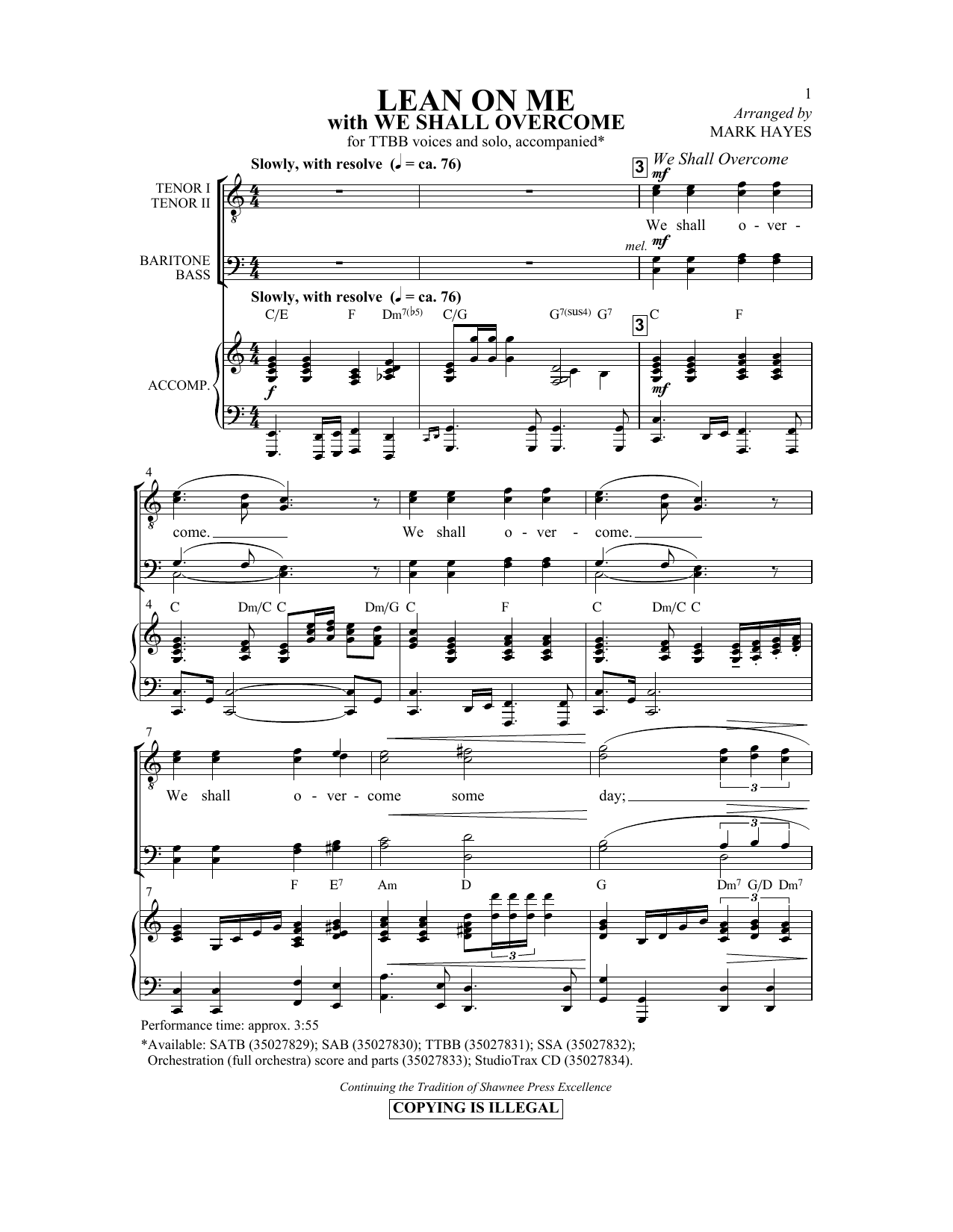 Produktbild zu: Lean On Me (with We Shall Overcome)