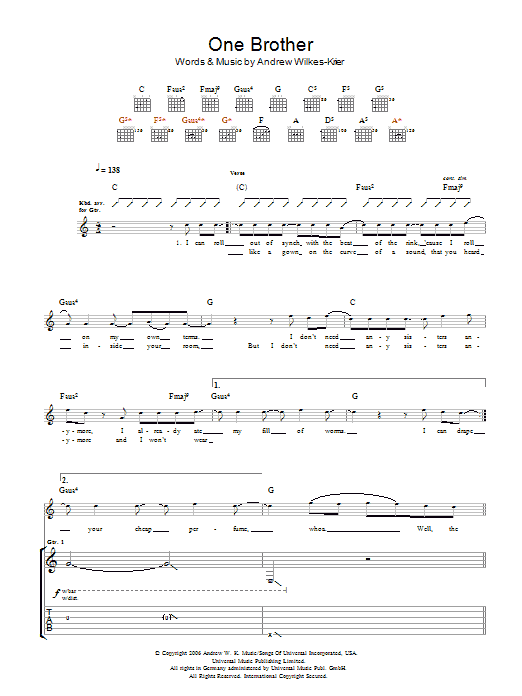 Produktgalerie: Seite 1 von 1 One Brother, Andrew W.K., Gitarre