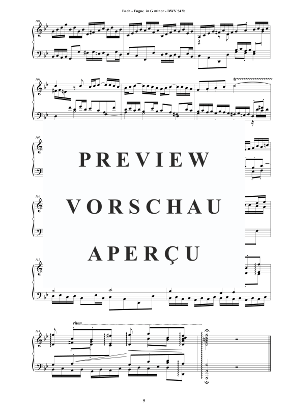 Produktgalerie: Seite 10 von 10 Fuge in G-Moll BWV 542b - Piano Version, , Klavier Solo