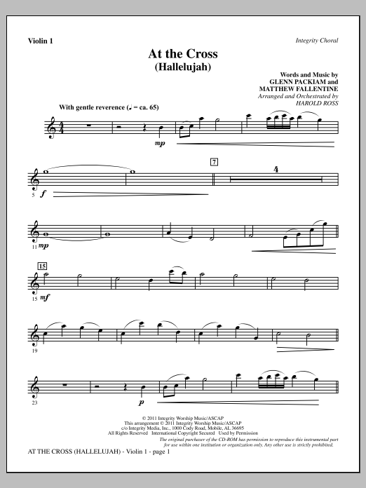 Produktgalerie: Seite 1 von 1 At The Cross (Hallelujah) - Violin 1, Harold Ross, Chor