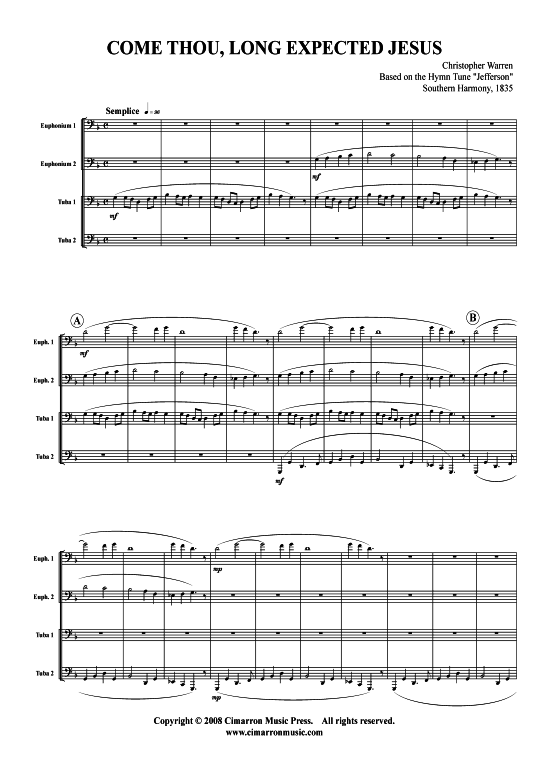 Product picture to: Come, Thou Long Expected Jesus Jefferson