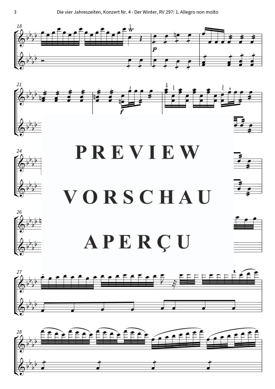 Produktgalerie: Seite 5 von 8 Die vier Jahreszeiten, Konzert Nr. 4 - Der Winter - 1. Allegro non molto, The Twiolins, (Duett 2x Violine)