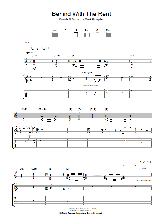 Produktgalerie: Seite 1 von 1 Behind With The Rent, Mark Knopfler, Gitarre