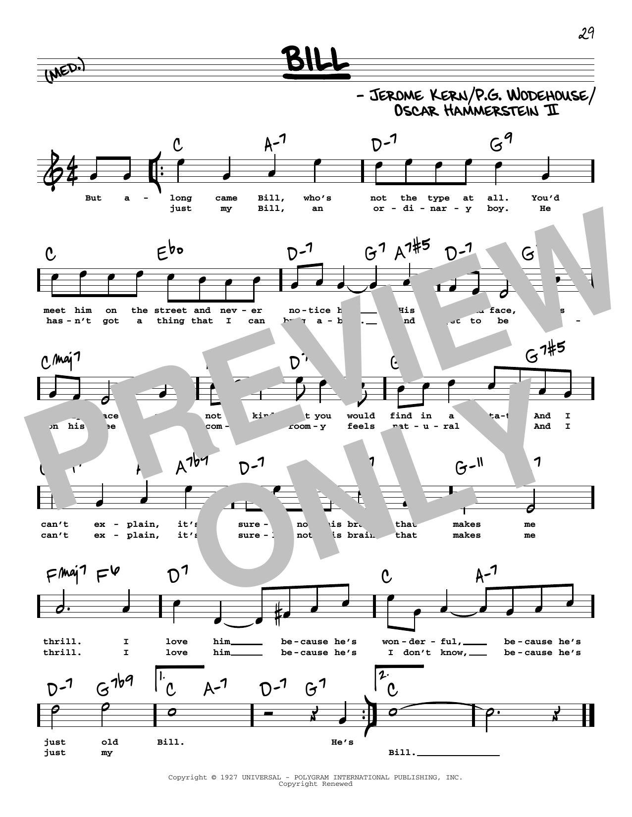 Product picture to: Bill (High Voice) (from Show Boat)