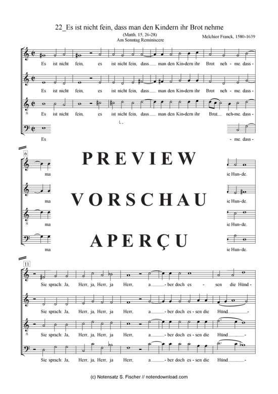 Product gallery: Page 2 of 4 Es ist nicht fein, dass man den Kindern ihr Brot nehme , , (mixed choir)