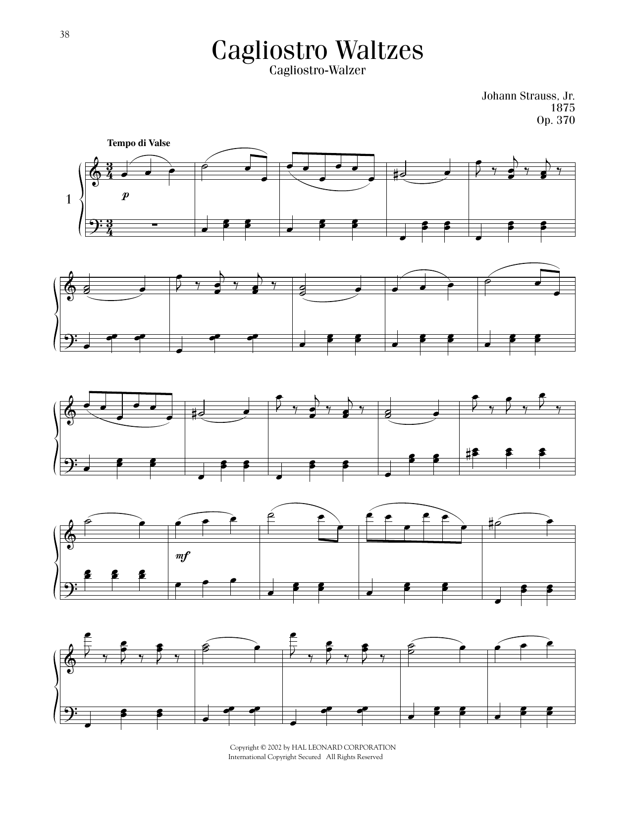 Produktbild zu: Cagliostro Waltzes, Op. 370