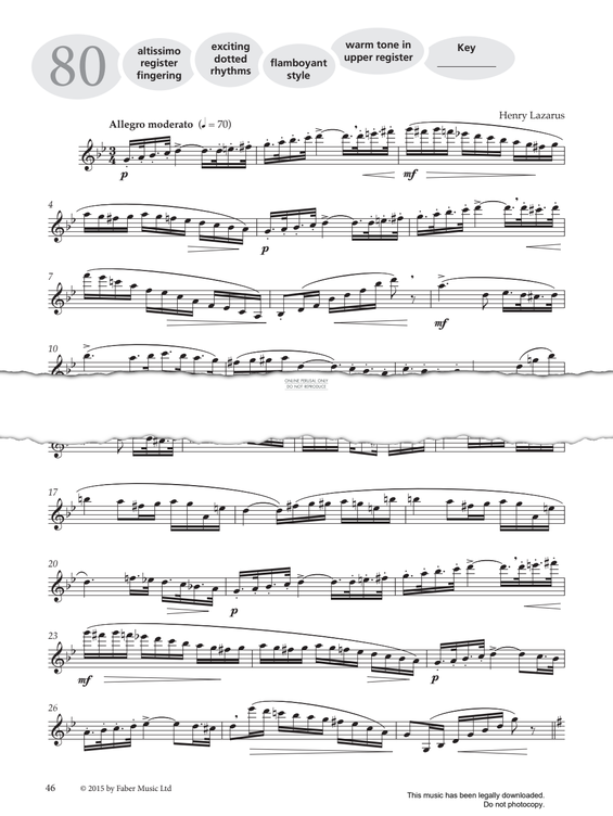 Product gallery: Page 1 of 1 Study No.80 'Allegro Moderato' (from 'More Graded Studies For Clarinet Book Two'), Henry Lazarus