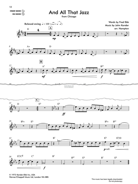 Product gallery: Page 1 of 1 And All That Jazz (from 'Chicago'), John Kander