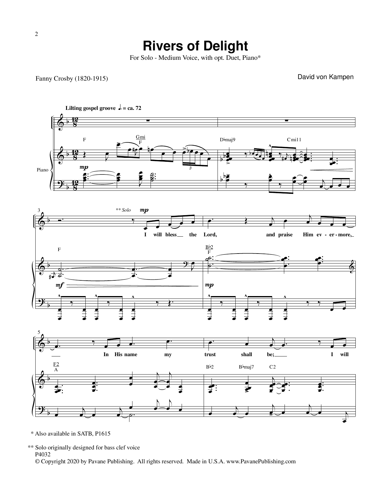 Produktgalerie: Seite 1 von 1 Rivers Of Delight, David Von Kampen, Gesang, Klavier