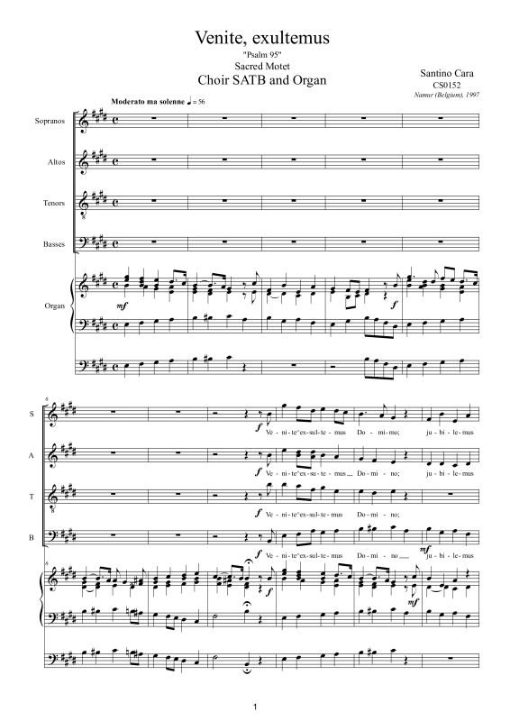 Produktbild zu: Venite, exsultemus Psalm 95Santino Cara
