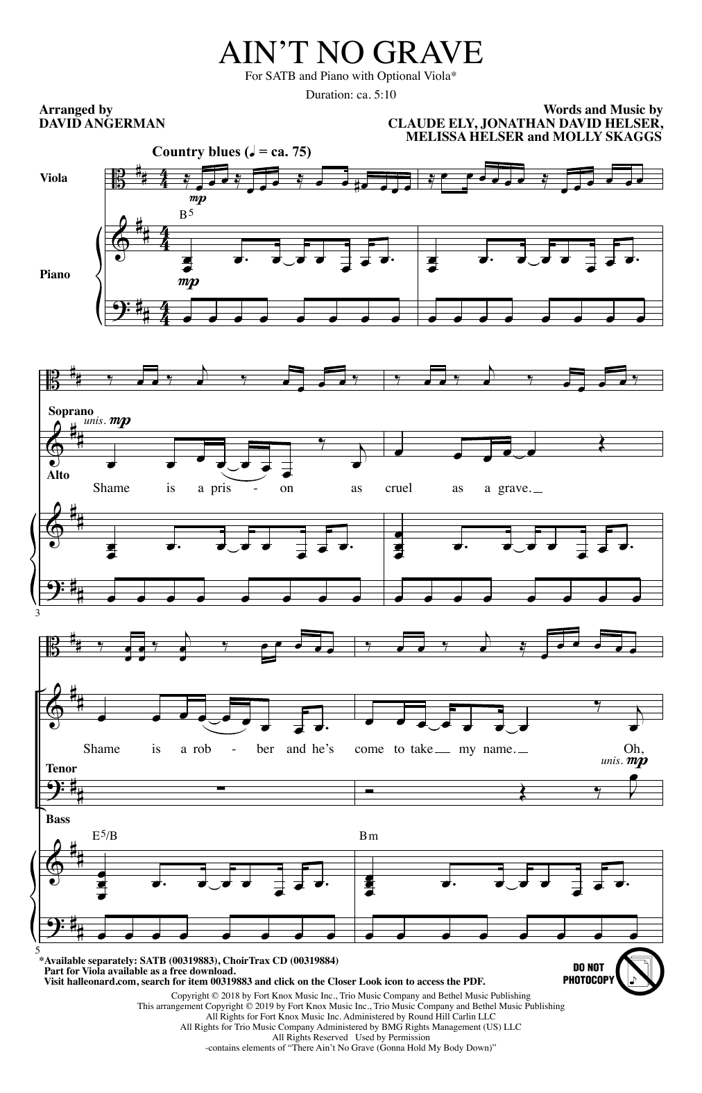 Produktbild zu: Ain't No Grave (arr. David Angerman)