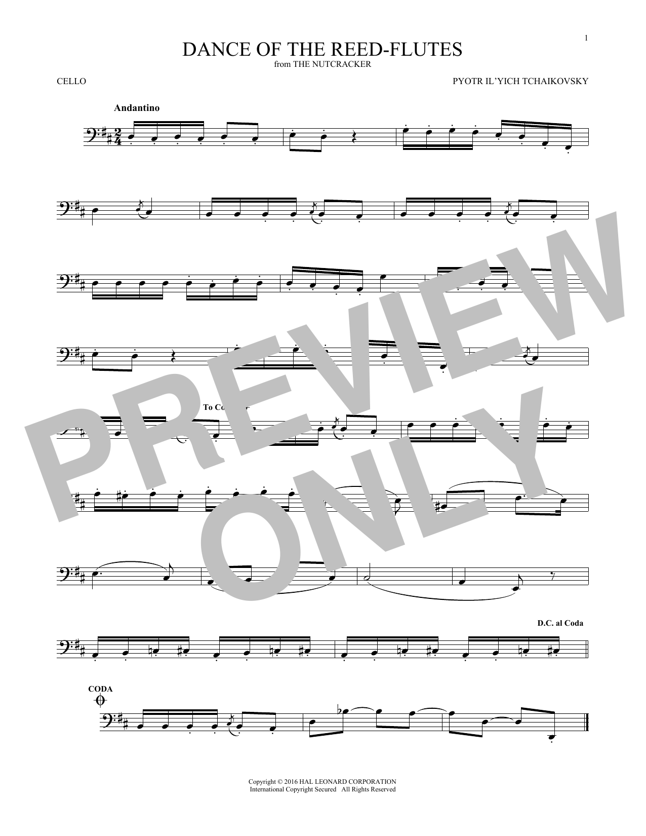 Produktgalerie: Seite 1 von 1 Dance Of The Reed Flutes, Op. 71a (from The Nutcracker), Pyotr Il'yich Tchaikovsky, Violoncello